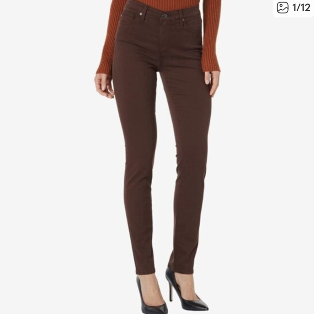 Ag Adriano Goldschmied The Prima Cigarette Leg Jeans in Charcoal Brown